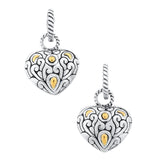Belle Artique Sterling Silver Two-Tone Heart & Rope Drop Earrings