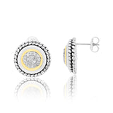 Belle Artique Sterling Silver White Topaz Braided Rope Halo Stud Earrings
