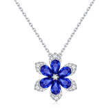 Sabrina Designs 14K Gold Blue Sapphire & Diamond Flower Necklace