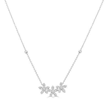 Sabrina Designs 14K Gold 0.36ctw Diamond Triple Flower Necklace