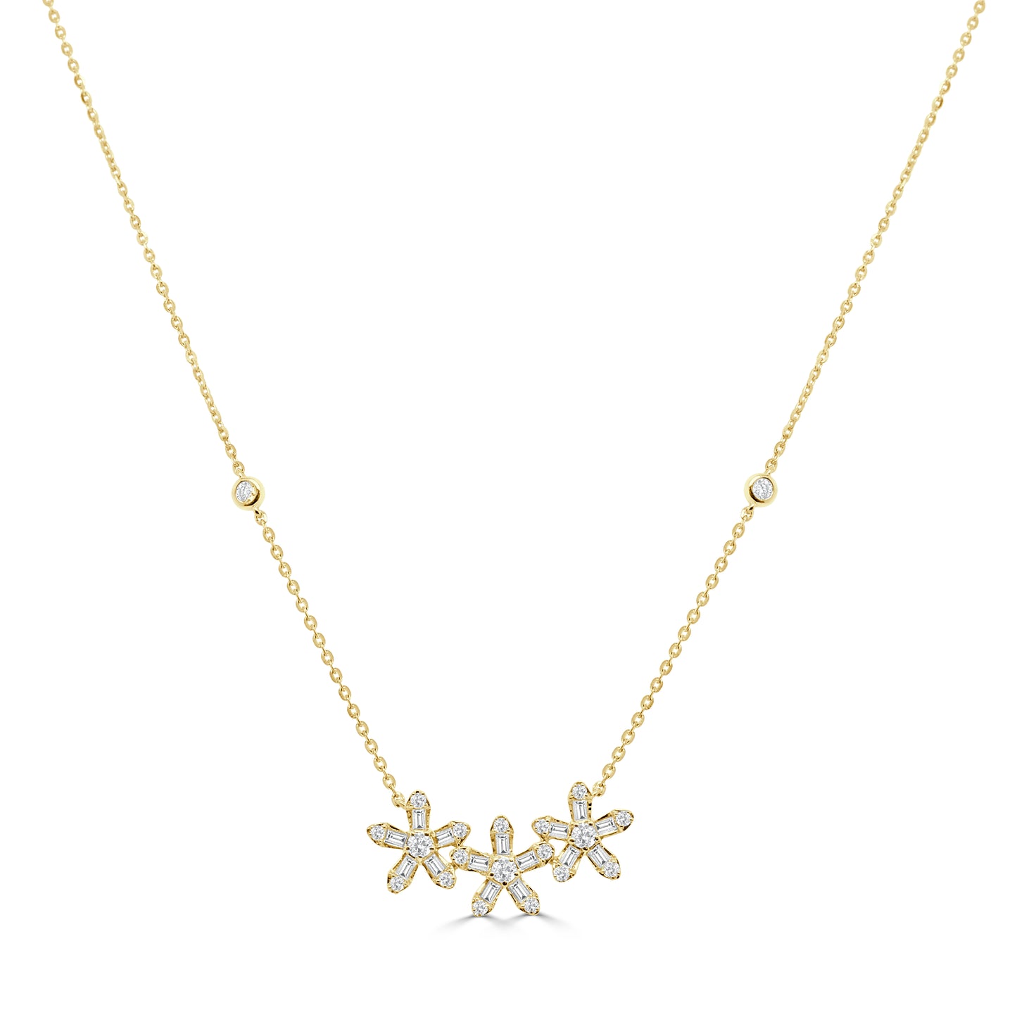 Sabrina Designs 14K Gold 0.36ctw Diamond Triple Flower Necklace