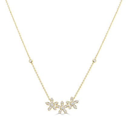 Sabrina Designs 14K Gold 0.36ctw Diamond Triple Flower Necklace