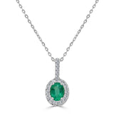 Sabrina Designs 14K Gold Oval Emerald & Diamond Halo Pendant with Chain