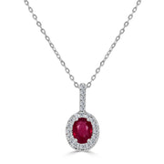 Sabrina Designs 14K Gold Oval Ruby & Diamond Halo Pendant with Chain