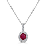 Sabrina Designs 14K Gold Oval Ruby & Diamond Halo Pendant with Chain