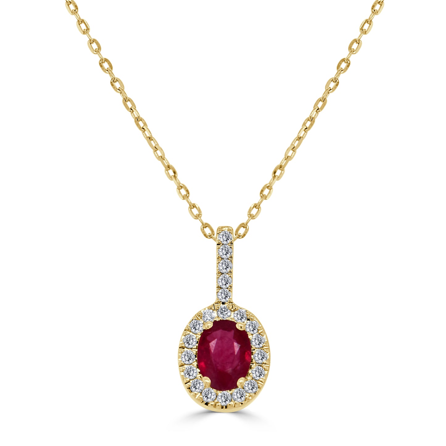 Sabrina Designs 14K Gold Oval Ruby & Diamond Halo Pendant with Chain