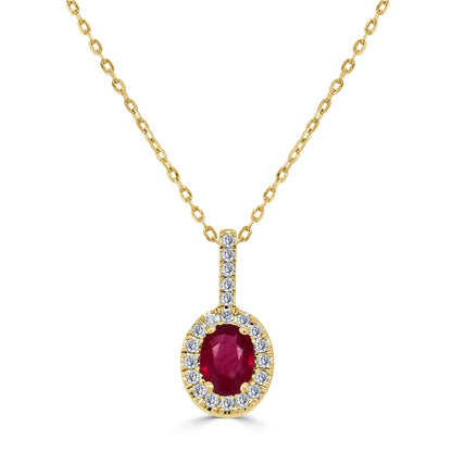 Sabrina Designs 14K Gold Oval Ruby & Diamond Halo Pendant with Chain