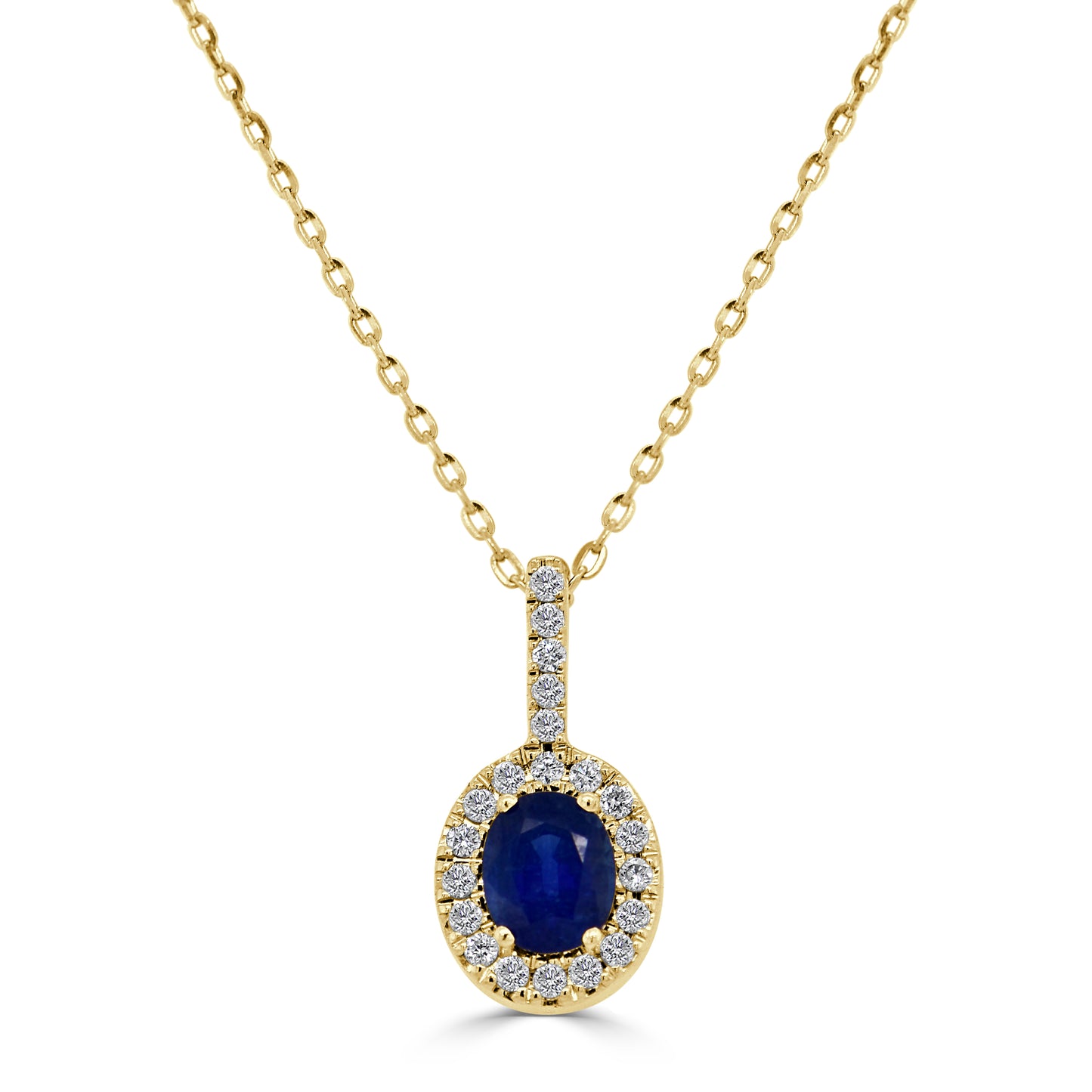 Sabrina Designs 14K Gold Oval Blue Sapphire & Diamond Halo Pendant with Chain