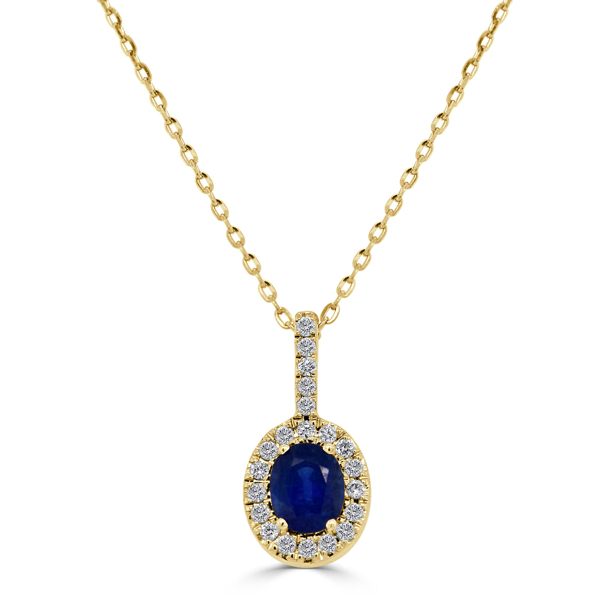 Sabrina Designs 14K Gold Oval Blue Sapphire & Diamond Halo Pendant with Chain