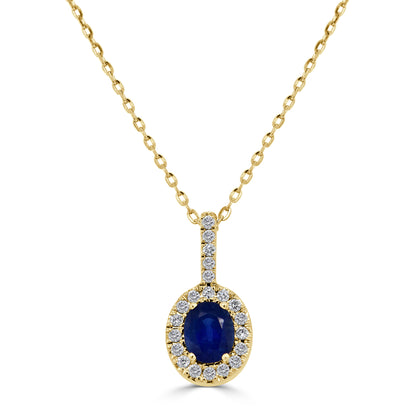 Sabrina Designs 14K Gold Oval Blue Sapphire & Diamond Halo Pendant with Chain