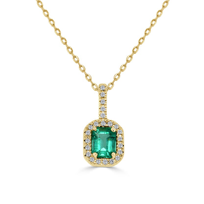 Sabrina Designs 14K Gold Octagon-Cut Emerald & Diamond Halo Pendant with Chain