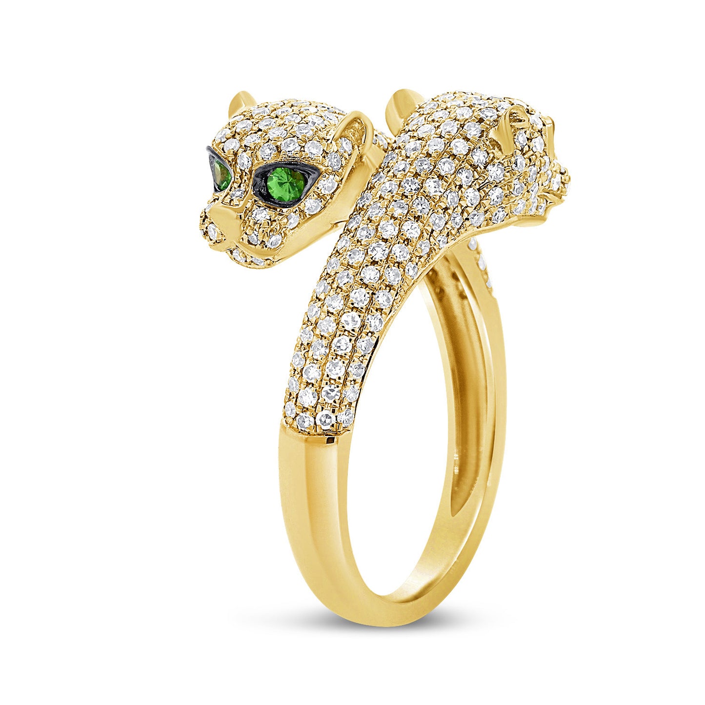 Sabrina Designs 14K Gold 0.85ctw Diamond & Tsavorite Panther Bypass Ring
