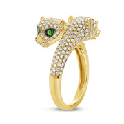 Sabrina Designs 14K Gold 0.85ctw Diamond & Tsavorite Panther Bypass Ring