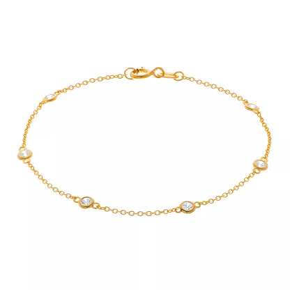 Brilliante Sterling Silver Simulated Diamond Station Bracelet