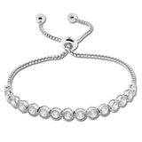 Brilliante Sterling Silver Round Simulated Diamond Bolo Bracelet
