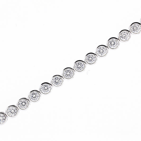 Brilliante Sterling Silver Simulated Diamond Bezel-Set Tennis Bracelet