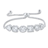 Brilliante Sterling Silver 6mm Multi-Shape Simulated Diamond Bolo Bracelet