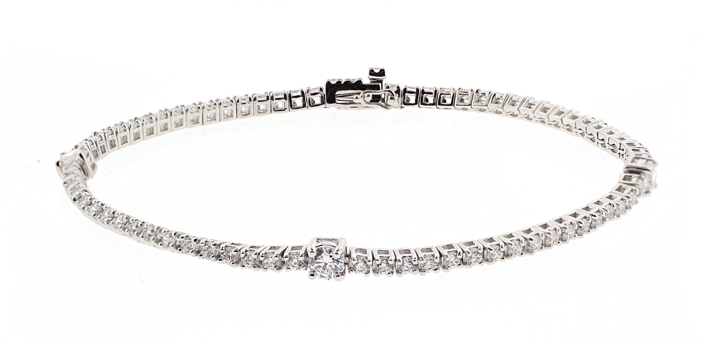 Brilliante Sterling Silver Simulated Diamond Pave Bezel-Set Tennis Bracelet
