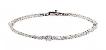 Brilliante Sterling Silver Simulated Diamond Pave Bezel-Set Tennis Bracelet