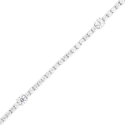 Brilliante Sterling Silver Simulated Diamond Pave Bezel-Set Tennis Bracelet