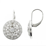 Brilliante Sterling Silver Simulated Diamond Cluster Milgrain Drop Earrings