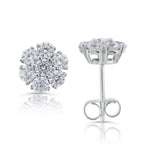 Brilliante Sterling Silver Simulated Diamond Cluster Stud Earrings