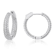 Brilliante Sterling Silver Simulated Diamond Pave Inside-Out Hoop Earrings
