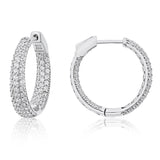 Brilliante Sterling Silver Simulated Diamond Pave Inside-Out Hoop Earrings
