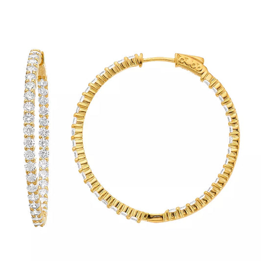 Brilliante Sterling Silver Simulated Diamond Inside-Out Hoop Earrings