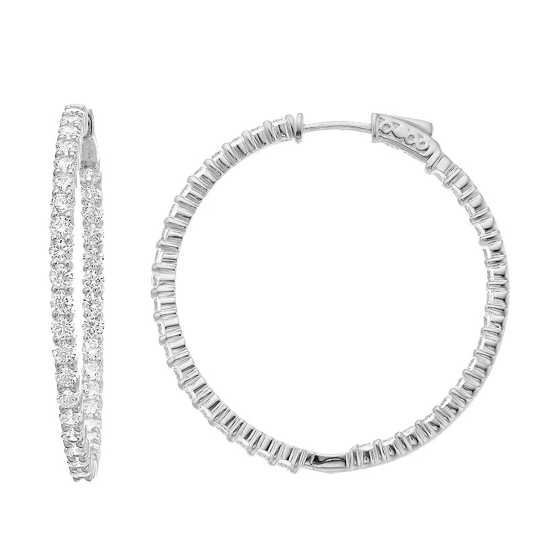 Brilliante Sterling Silver Simulated Diamond Inside-Out Hoop Earrings