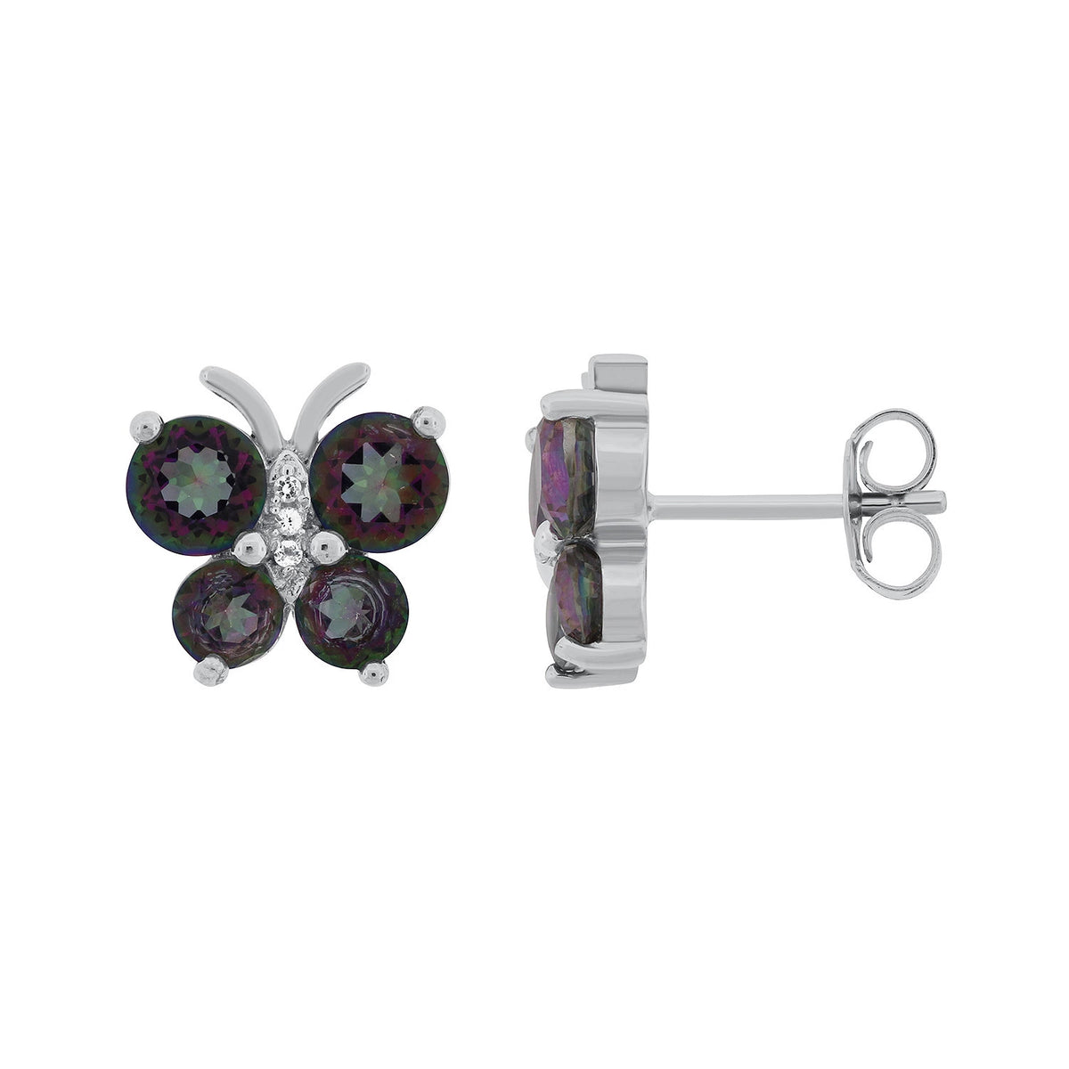 Belle Artique Sterling Silver Coated Topaz Butterfly Stud Earrings