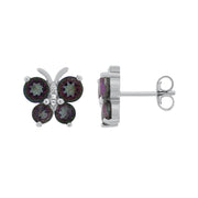 Belle Artique Sterling Silver Coated Topaz Butterfly Stud Earrings