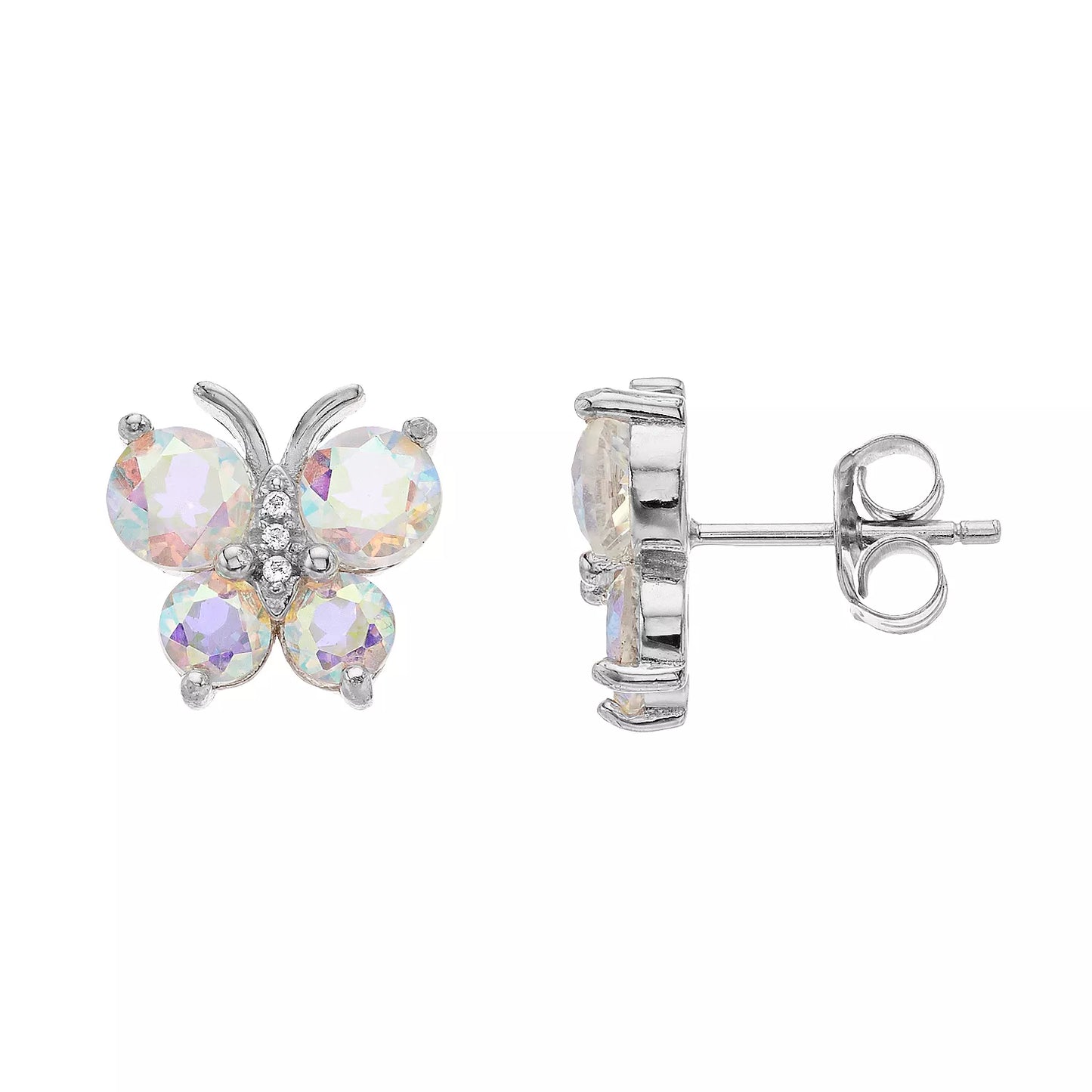 Belle Artique Sterling Silver Coated Topaz Butterfly Stud Earrings