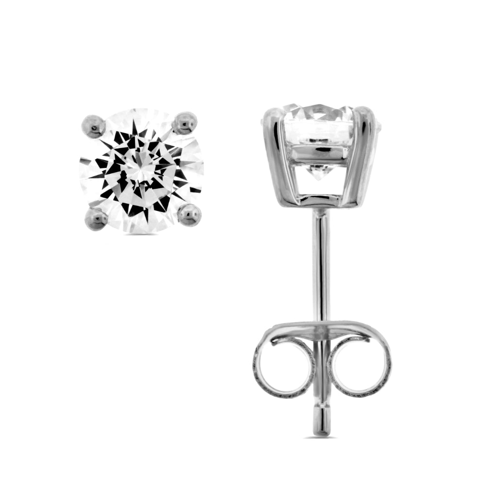 Brilliante Sterling Silver Choice of Size Simulated Diamond Stud Earrings