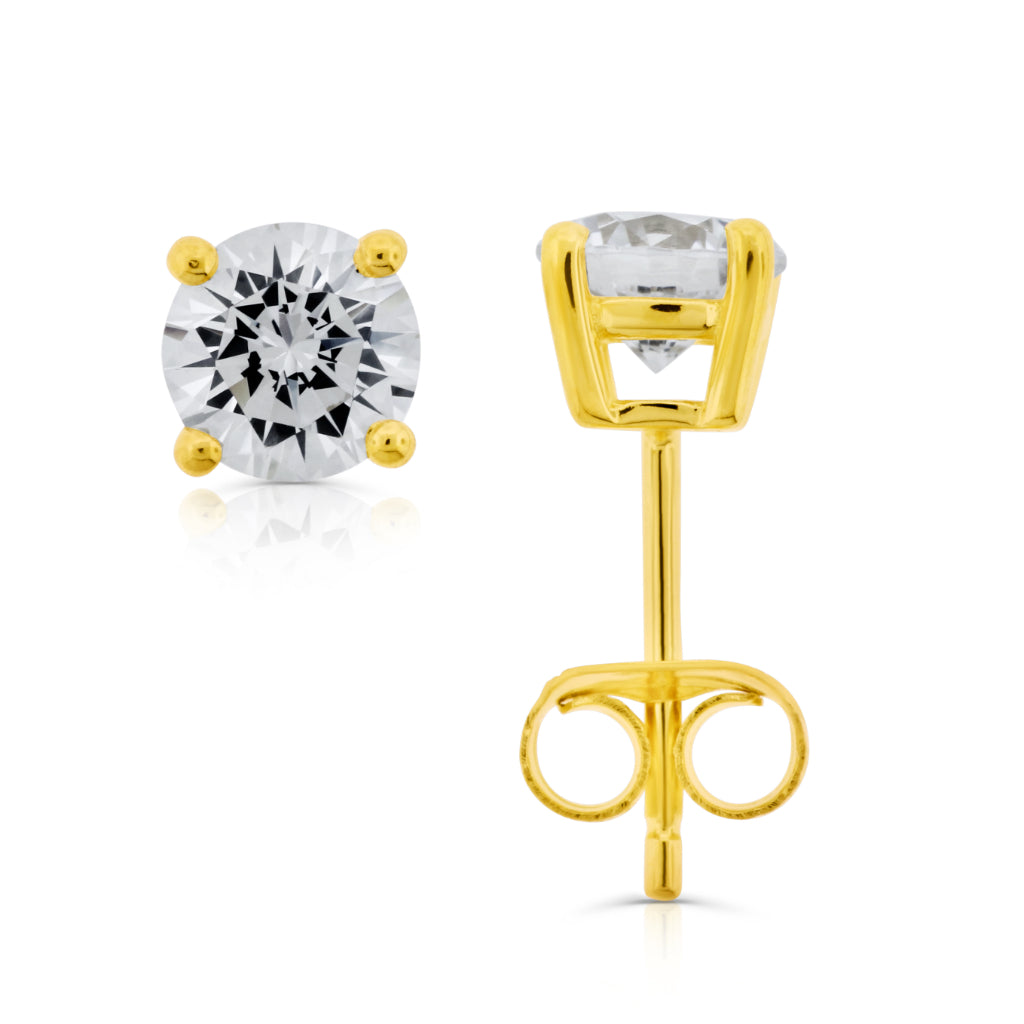 Brilliante Sterling Silver Choice of Size Simulated Diamond Stud Earrings