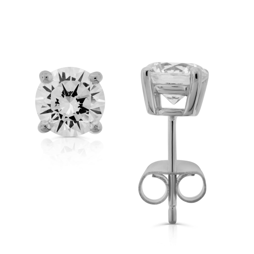 Brilliante Sterling Silver Choice of Size Simulated Diamond Stud Earrings