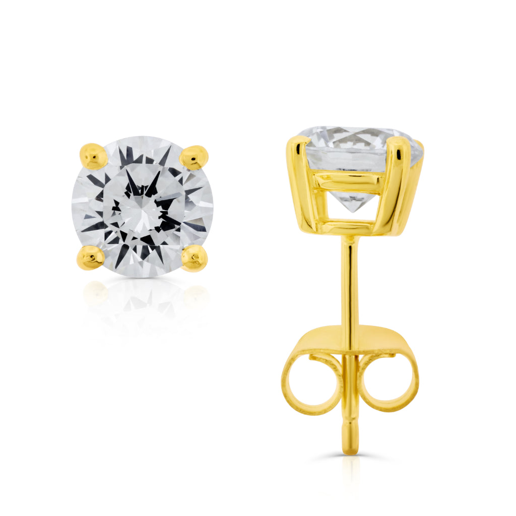 Brilliante Sterling Silver Choice of Size Simulated Diamond Stud Earrings