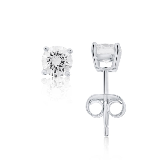 Brilliante Sterling Silver 5mm Simulated Diamond Stud Earrings