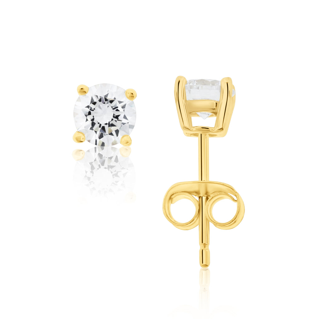 Brilliante Sterling Silver Choice of Size Simulated Diamond Stud Earrings