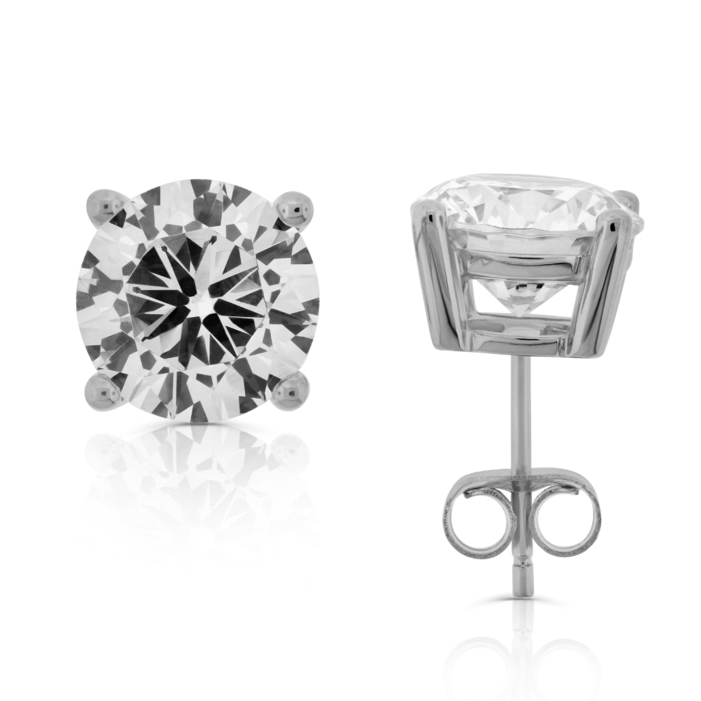 Brilliante Sterling Silver Choice of Size Simulated Diamond Stud Earrings