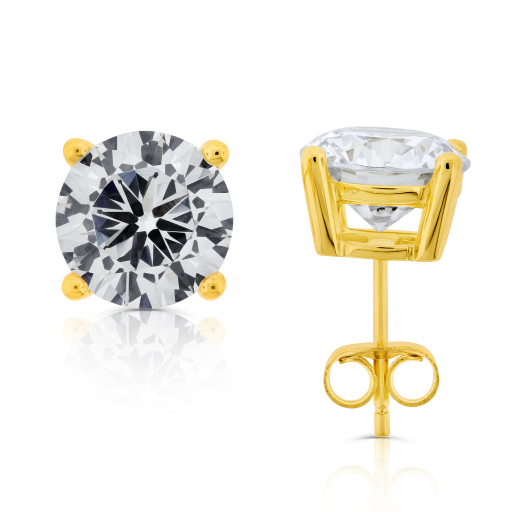 Brilliante Sterling Silver Choice of Size Simulated Diamond Stud Earrings