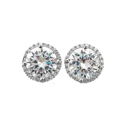 Brilliante Sterling Silver Simulated Choice of Size Diamond Stud Earrings