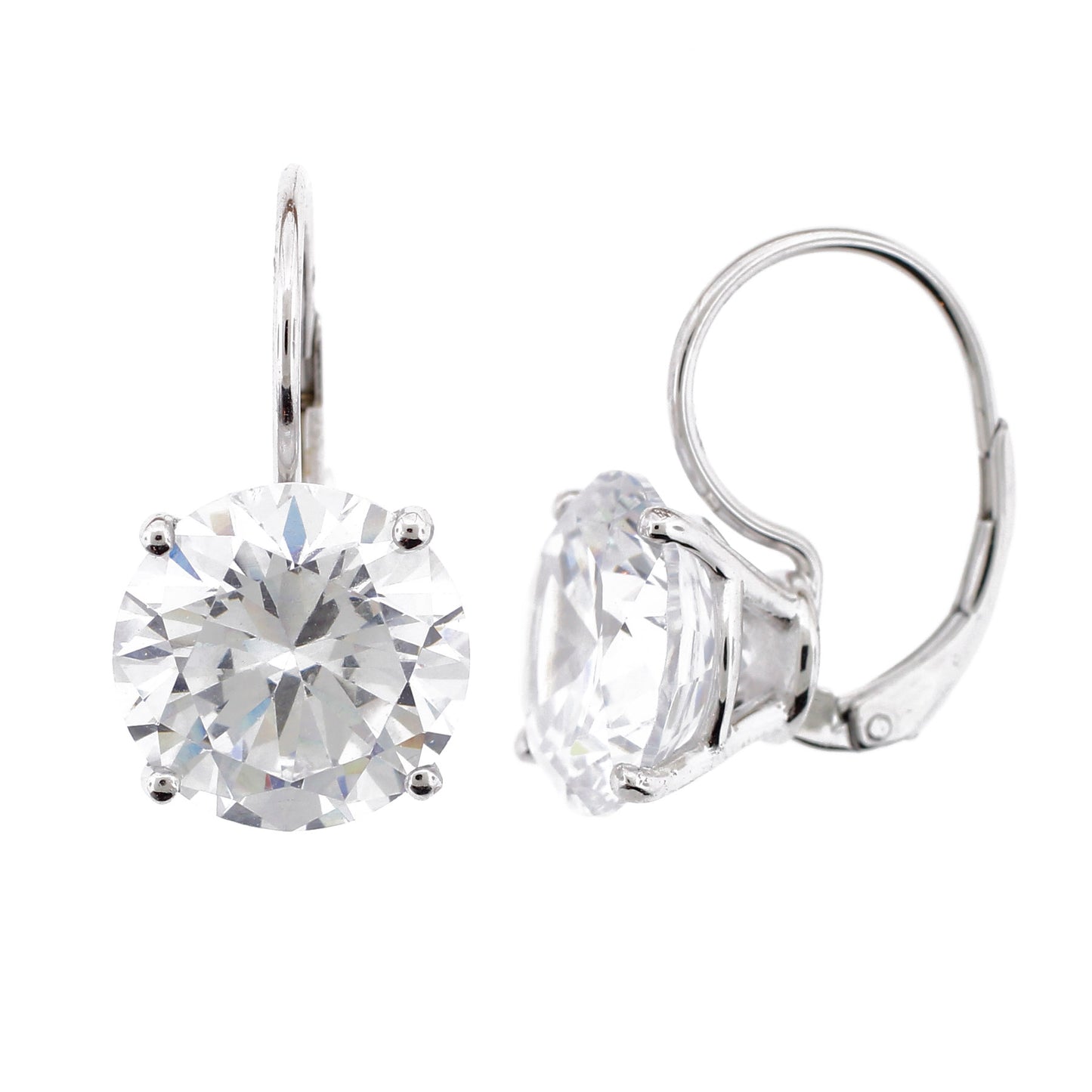 Brilliante Sterling Silver Simulated Diamond 11mm Round Lever Back Earrings