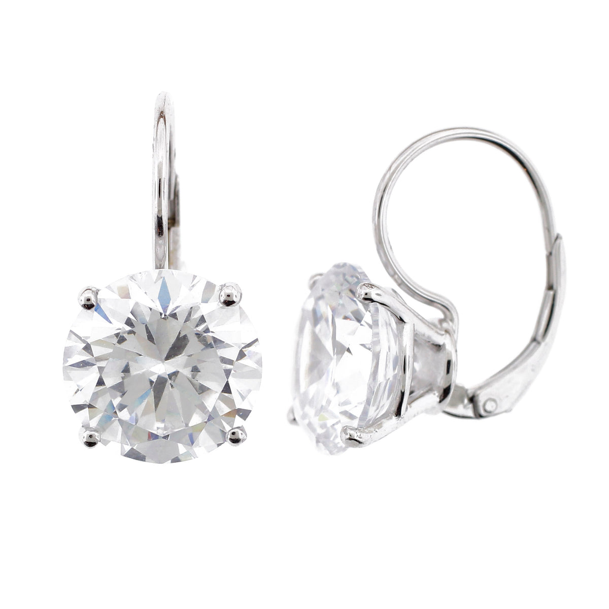 Brilliante Sterling Silver Simulated Diamond 11mm Round Lever Back Earrings