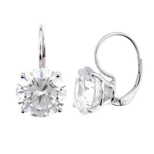 Brilliante Sterling Silver Simulated Diamond 11mm Round Lever Back Earrings