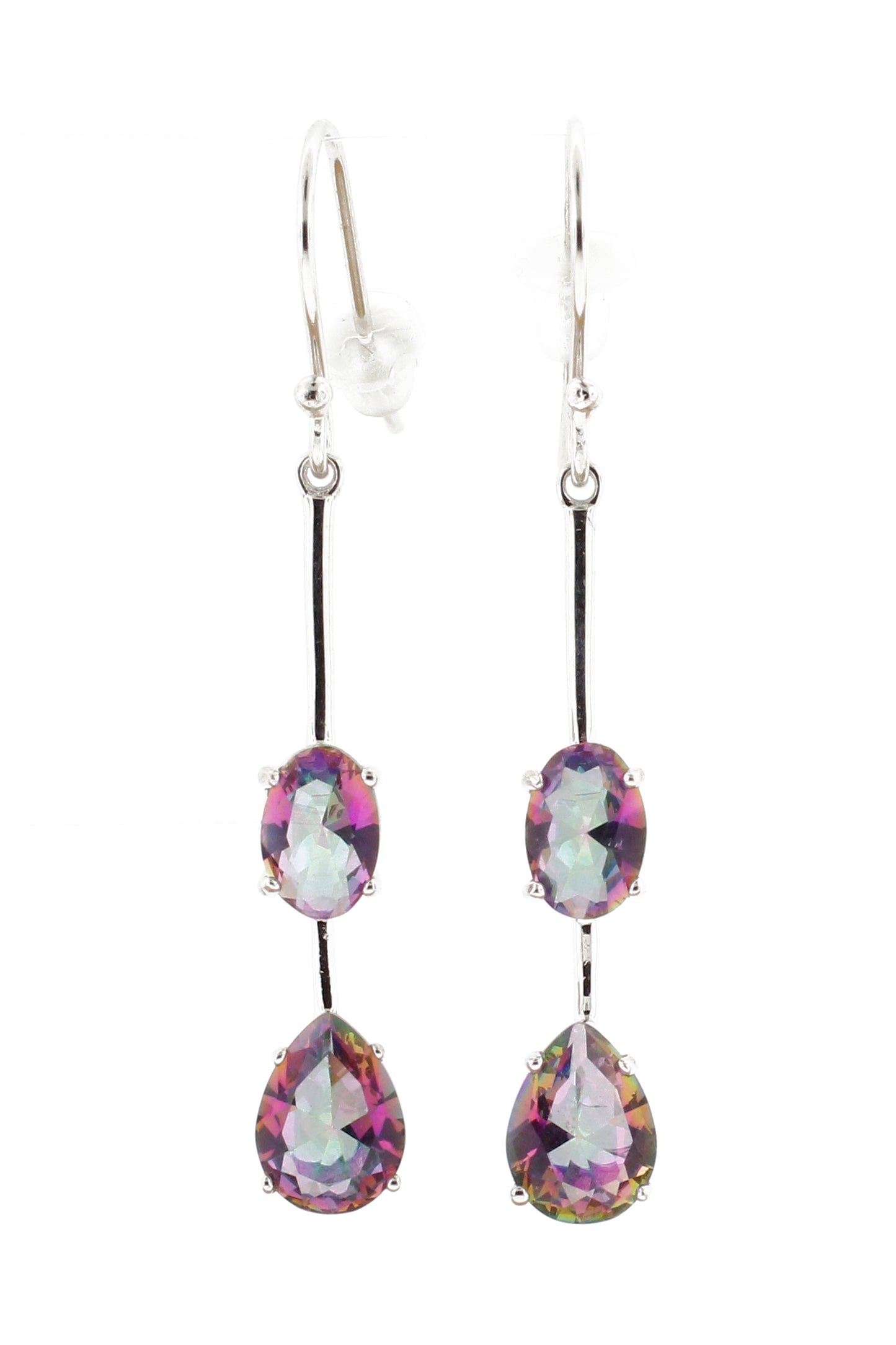 Belle Artique Sterling Silver Oval & Pear-Shaped Mystic Topaz Dangle Earrings