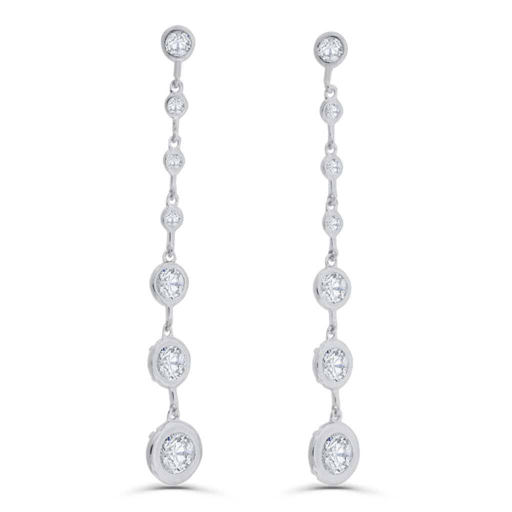 Brilliante Sterling Silver Simulated Diamond Graduated Dangle Earrings