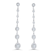 Brilliante Sterling Silver Simulated Diamond Graduated Dangle Earrings