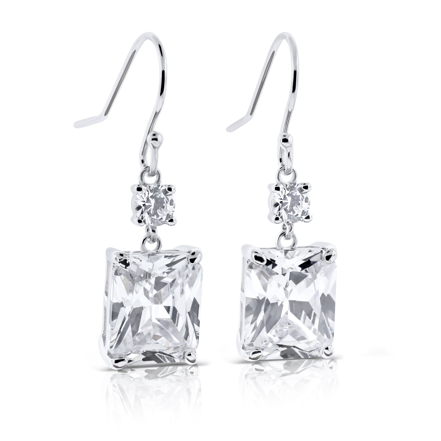 Brilliante Sterling Silver Simulated Diamond Octagon-Cut Drop Earrings