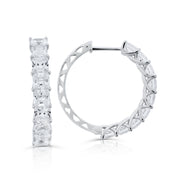 Brilliante Sterling Silver Simulated Diamond Square-Cut Hoop Earrings